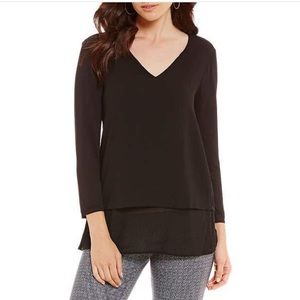 Michael Kors mixed media blouse size large